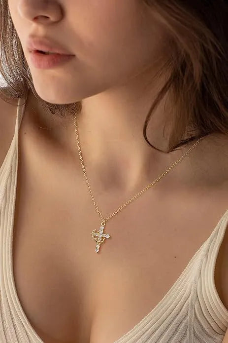 Diamond Crown Cross Necklace – Elegant Faith Jewelry