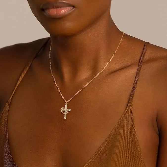 Diamond Crown Cross Necklace – Elegant Faith Jewelry