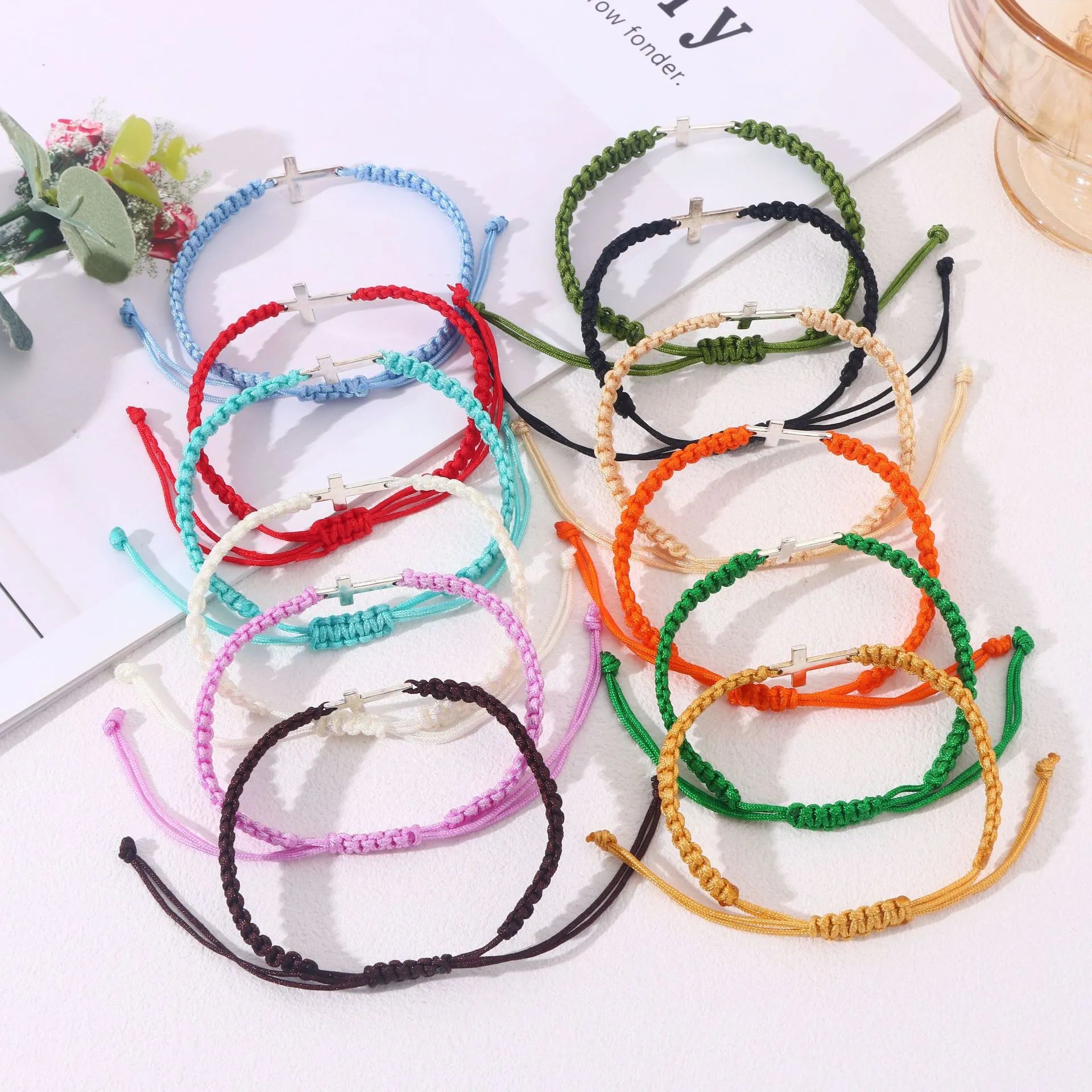 Cross Colored Bracelet – Hand-Woven Faith Jewelry