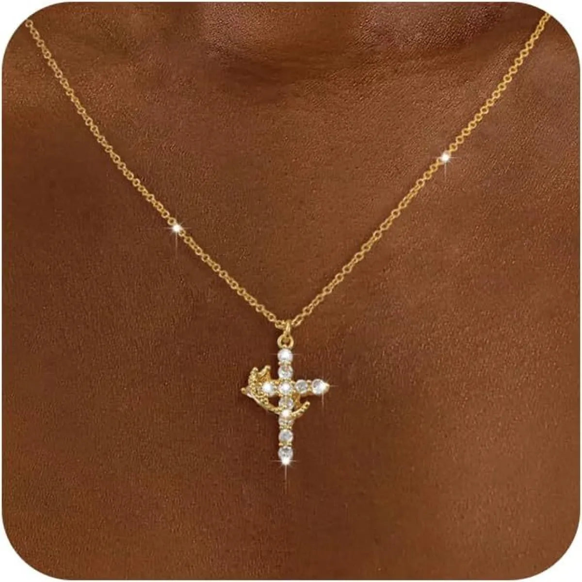 Diamond Crown Cross Necklace – Elegant Faith Jewelry