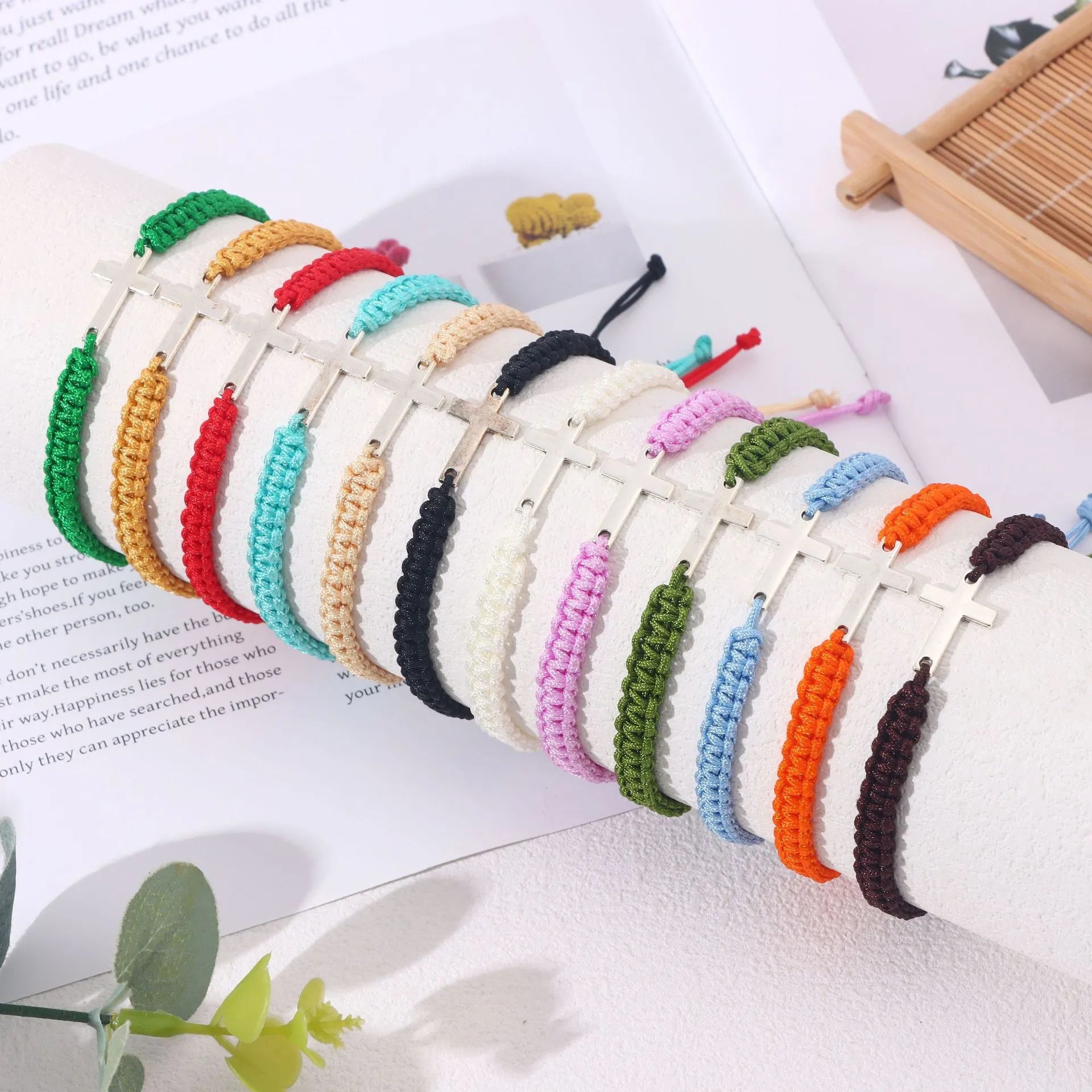 Cross Colored Bracelet – Hand-Woven Faith Jewelry